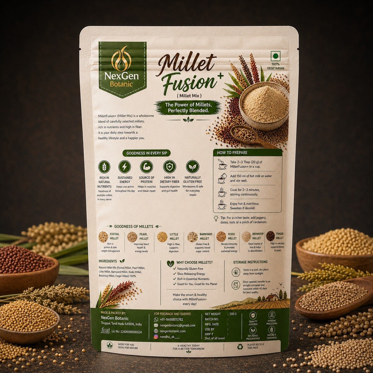 Millet Fusion+ (Sprouted Multi - Millet Mix) - NexGen Botanic