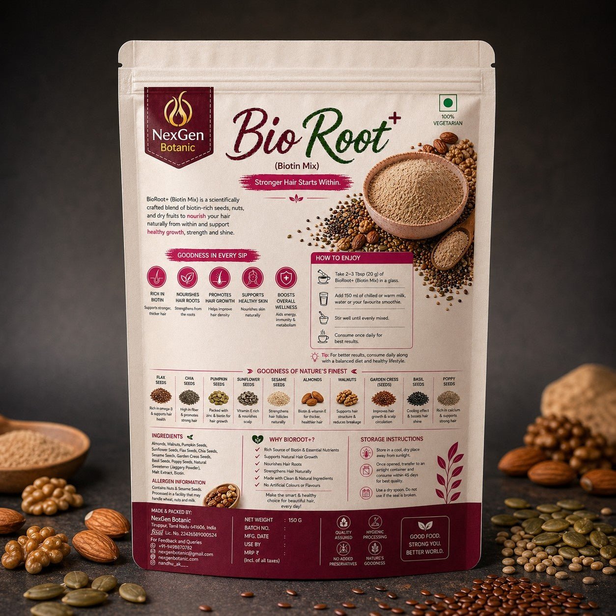 Bio Root+ (Biotin Mix) – Strong & Healthy Hair Nutrition Blend - NexGen Botanic