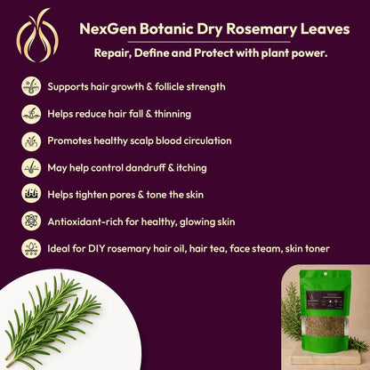 Dry Rosemary Leaves for Hair and Skin 100 G - NexGen Botanic