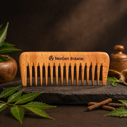 Premium Neem Wood Comb (Fine & Wide Tooth) - NexGen Botanic